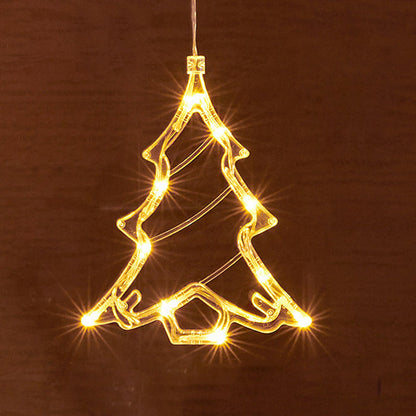 モダンアールデコ調 電池式 PVC クリスマスツリー 鹿 ベル 雪だるま デコレーション LED 壁付け照明 吸盤ライト 寝室用