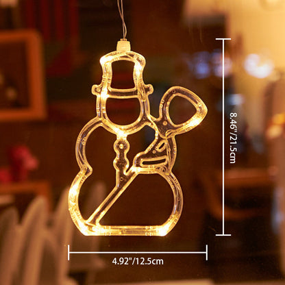 モダンアールデコ調 電池式 PVC クリスマスツリー 鹿 ベル 雪だるま デコレーション LED 壁付け照明 吸盤ライト 寝室用