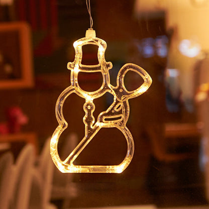 モダンアールデコ調 電池式 PVC クリスマスツリー 鹿 ベル 雪だるま デコレーション LED 壁付け照明 吸盤ライト 寝室用