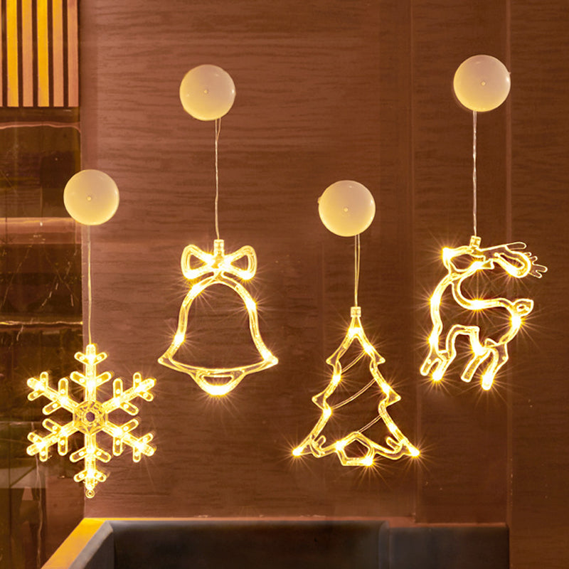 モダンアールデコ調 電池式 PVC クリスマスツリー 鹿 ベル 雪だるま デコレーション LED 壁付け照明 吸盤ライト 寝室用