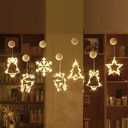 モダンアールデコ調 電池式 PVC クリスマスツリー 鹿 ベル 雪だるま デコレーション LED 壁付け照明 吸盤ライト 寝室用