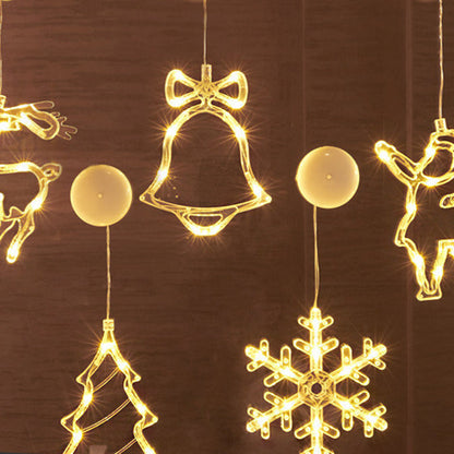 モダンアールデコ調 電池式 PVC クリスマスツリー 鹿 ベル 雪だるま デコレーション LED 壁付け照明 吸盤ライト 寝室用