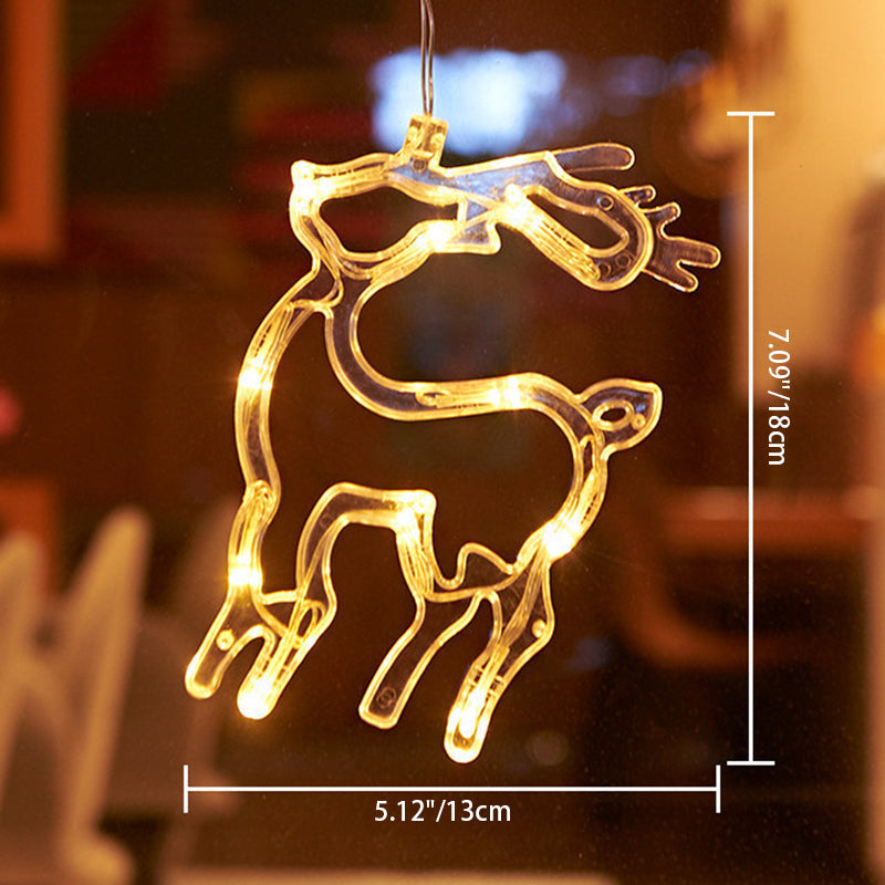 モダンアールデコ調 電池式 PVC クリスマスツリー 鹿 ベル 雪だるま デコレーション LED 壁付け照明 吸盤ライト 寝室用