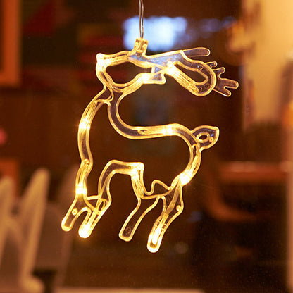 モダンアールデコ調 電池式 PVC クリスマスツリー 鹿 ベル 雪だるま デコレーション LED 壁付け照明 吸盤ライト 寝室用