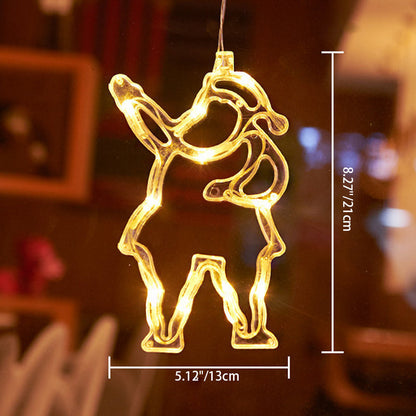 モダンアールデコ調 電池式 PVC クリスマスツリー 鹿 ベル 雪だるま デコレーション LED 壁付け照明 吸盤ライト 寝室用