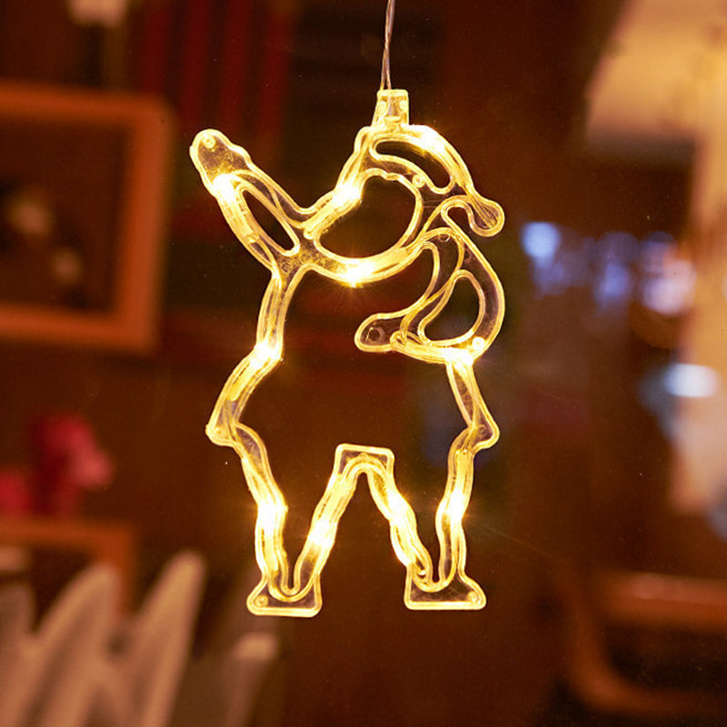 モダンアールデコ調 電池式 PVC クリスマスツリー 鹿 ベル 雪だるま デコレーション LED 壁付け照明 吸盤ライト 寝室用