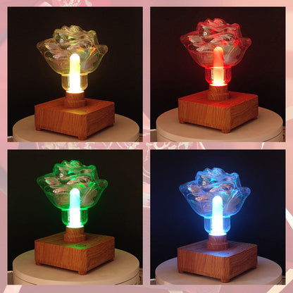 Contemporary Creative USB Rechargeable ABS PET Rose Bulb LED Table Lamp Night Light For Bedroom