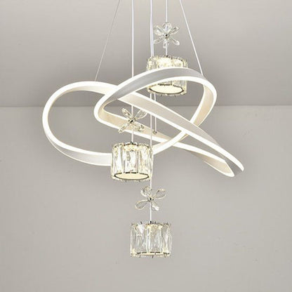 Contemporary Nordic Iron Aluminum Crystal PVC Twisted Ball Cylinder LED Chandeliers For Dining Room