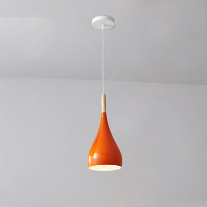 Contemporary Nordic Iron Wood Aluminum Gourd Water Drop 1-Light Pendant Light For Dining Room