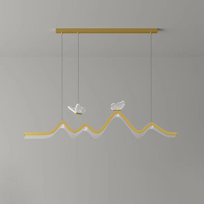 Contemporary Nordic Iron Aluminum Acrylic Butterfly Wave LED Chandeliers Island Light For Dining Room