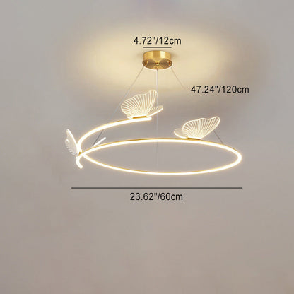 Contemporary Creative Hardware Acrylic Butterfly Circle LED Chandeliers For Living Room