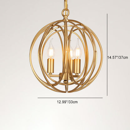 Modern Mid-century Iron Ball Candle 3-Light Chandeliers For Dining Room