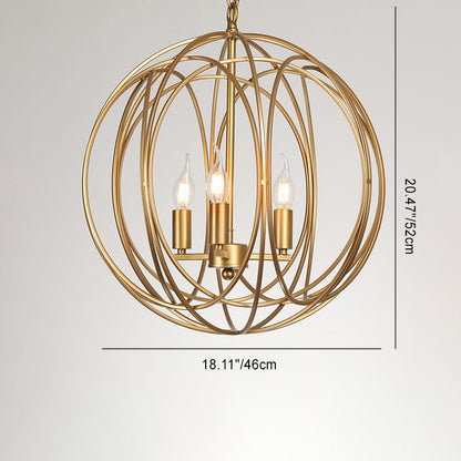 Modern Mid-century Iron Ball Candle 3-Light Chandeliers For Dining Room