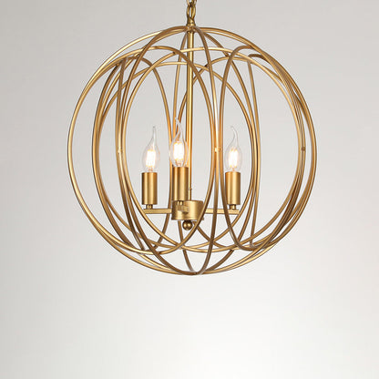 Modern Mid-century Iron Ball Candle 3-Light Chandeliers For Dining Room