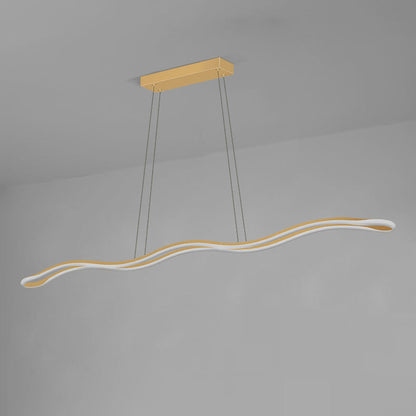 Contemporary Nordic Iron Aluminum Silica Wave Line LED Chandeliers Island Light For Dining Room