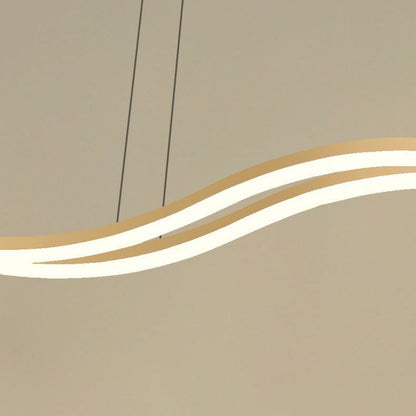 Contemporary Nordic Iron Aluminum Silica Wave Line LED Chandeliers Island Light For Dining Room
