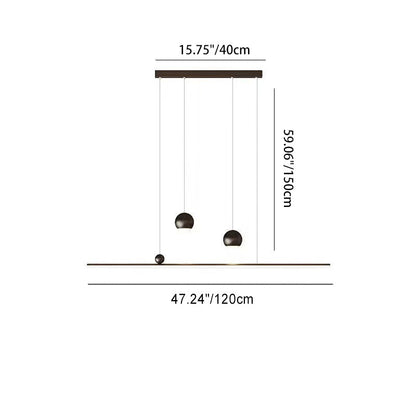 Modern Minimalist Iron Aluminum Acrylic Strip Ball Spotlight LED Chandeliers Island Light For Dining Room