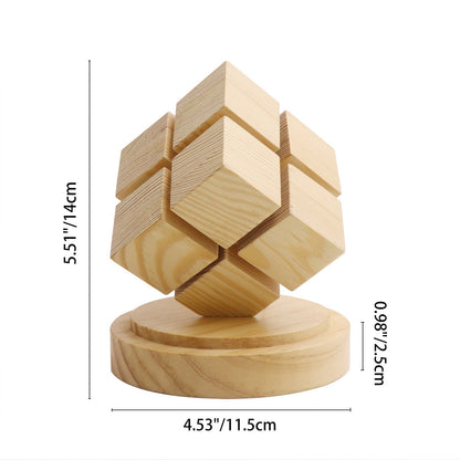 Contemporary Creative Battery Wood Magic Cube LED Table Lamp Night Light For Bedroom