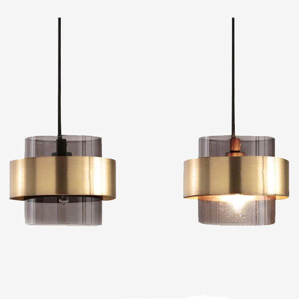 Contemporary Scandinavian Iron Glass Cylinder 1-Light Pendant Light For Bedside