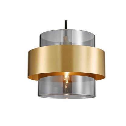 Contemporary Scandinavian Iron Glass Cylinder 1-Light Pendant Light For Bedside