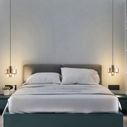 Contemporary Scandinavian Iron Glass Cylinder 1-Light Pendant Light For Bedside