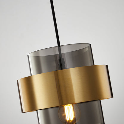 Contemporary Scandinavian Iron Glass Cylinder 1-Light Pendant Light For Bedside
