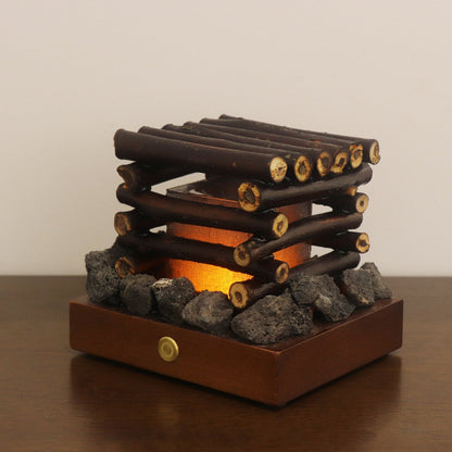 Contemporary Retro Rechargeable Wood Branch Twig Bonfire Burning LED Table Lamp Night Light For Bedroom
