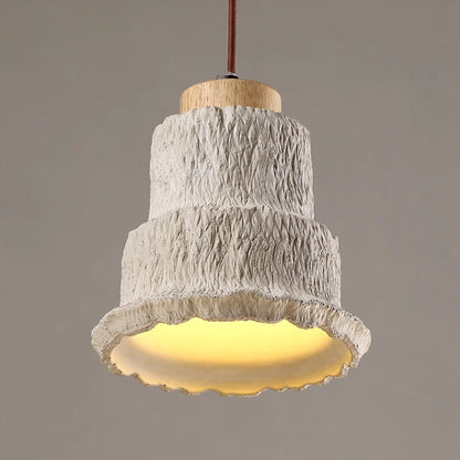 Contemporary Nordic Cement Wood Bell 1-Light Pendant Light For Bedside