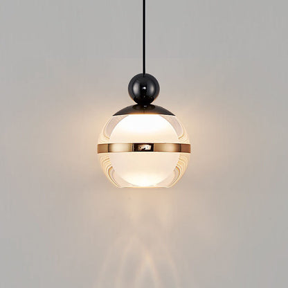 Contemporary Nordic Iron Aluminum Acrylic Glass Ball Liftable LED Pendant Light For Bedside