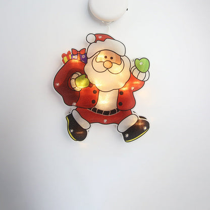 Modern Art Deco Waterproof Battery PVC Christmas Tree Santa Deer Decoration Suction LED Wall Sconce Lamp For Entertainment Room