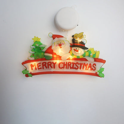 Modern Art Deco Waterproof Battery PVC Christmas Tree Santa Deer Decoration Suction LED Wall Sconce Lamp For Entertainment Room
