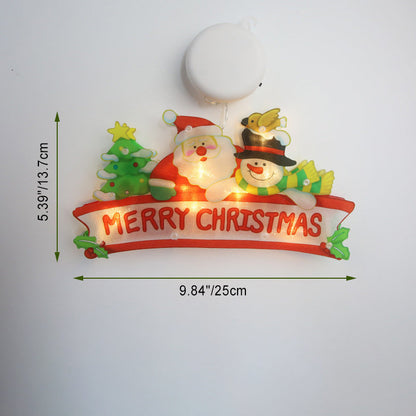 Modern Art Deco Waterproof Battery PVC Christmas Tree Santa Deer Decoration Suction LED Wall Sconce Lamp For Entertainment Room