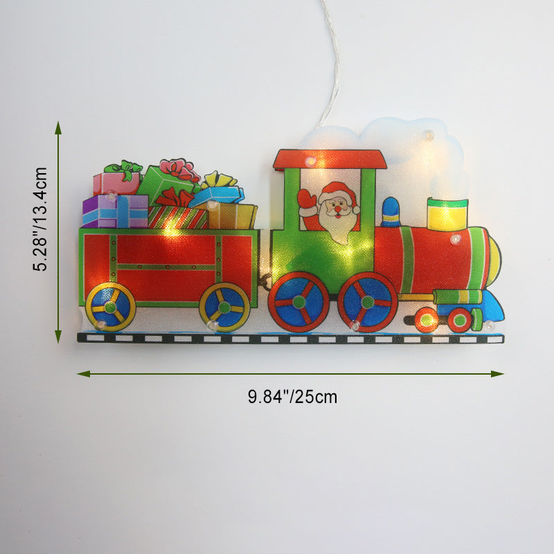 Modern Art Deco Waterproof Battery PVC Christmas Tree Santa Deer Decoration Suction LED Wall Sconce Lamp For Entertainment Room