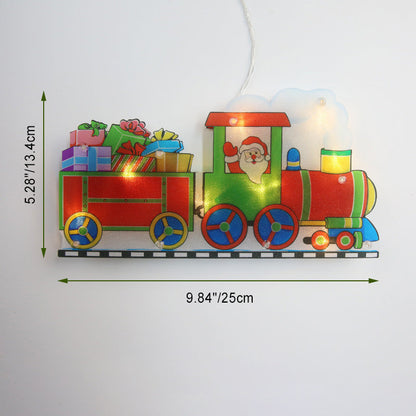 Modern Art Deco Waterproof Battery PVC Christmas Tree Santa Deer Decoration Suction LED Wall Sconce Lamp For Entertainment Room