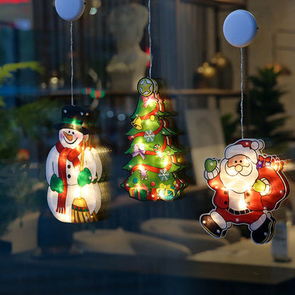 Modern Art Deco Waterproof Battery PVC Christmas Tree Santa Deer Decoration Suction LED Wall Sconce Lamp For Entertainment Room