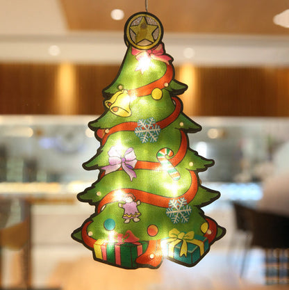 Modern Art Deco Waterproof Battery PVC Christmas Tree Santa Deer Decoration Suction LED Wall Sconce Lamp For Entertainment Room