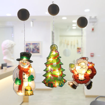 Modern Art Deco Waterproof Battery PVC Christmas Tree Santa Deer Decoration Suction LED Wall Sconce Lamp For Entertainment Room