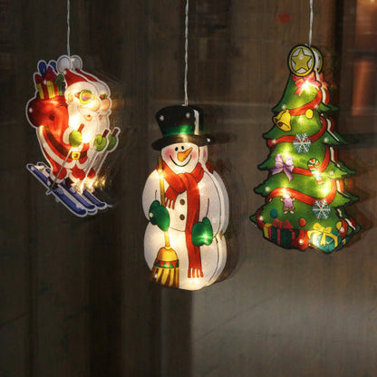 Modern Art Deco Waterproof Battery PVC Christmas Tree Santa Deer Decoration Suction LED Wall Sconce Lamp For Entertainment Room