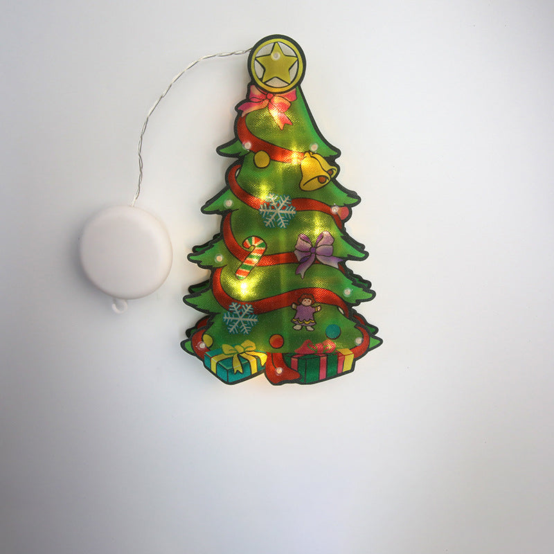 Modern Art Deco Waterproof Battery PVC Christmas Tree Santa Deer Decoration Suction LED Wall Sconce Lamp For Entertainment Room