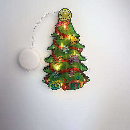 Modern Art Deco Waterproof Battery PVC Christmas Tree Santa Deer Decoration Suction LED Wall Sconce Lamp For Entertainment Room