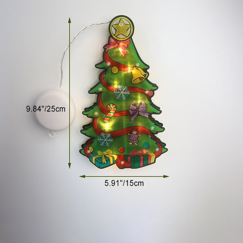 Modern Art Deco Waterproof Battery PVC Christmas Tree Santa Deer Decoration Suction LED Wall Sconce Lamp For Entertainment Room