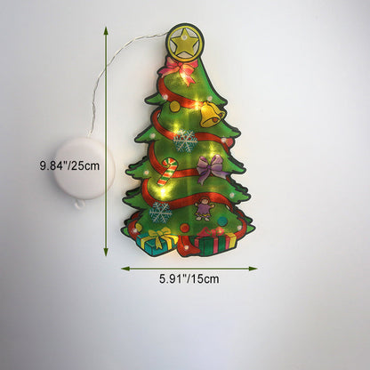 Modern Art Deco Waterproof Battery PVC Christmas Tree Santa Deer Decoration Suction LED Wall Sconce Lamp For Entertainment Room