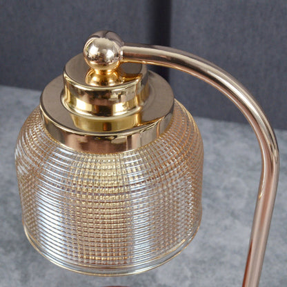 Traditional Vintage Iron Wood Glass Cylinder Liftable 1-Light Melting Wax Table Lamp For Bedroom
