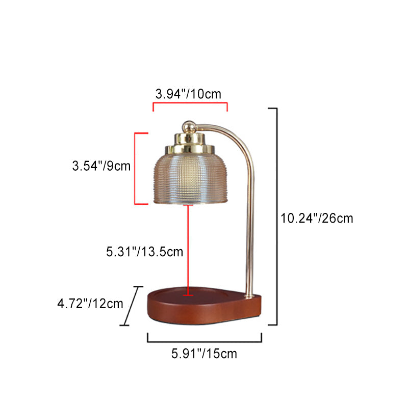 Traditional Vintage Iron Wood Glass Cylinder Liftable 1-Light Melting Wax Table Lamp For Bedroom
