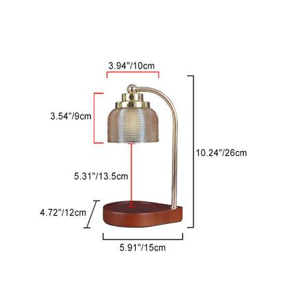Traditional Vintage Iron Wood Glass Cylinder Liftable 1-Light Melting Wax Table Lamp For Bedroom