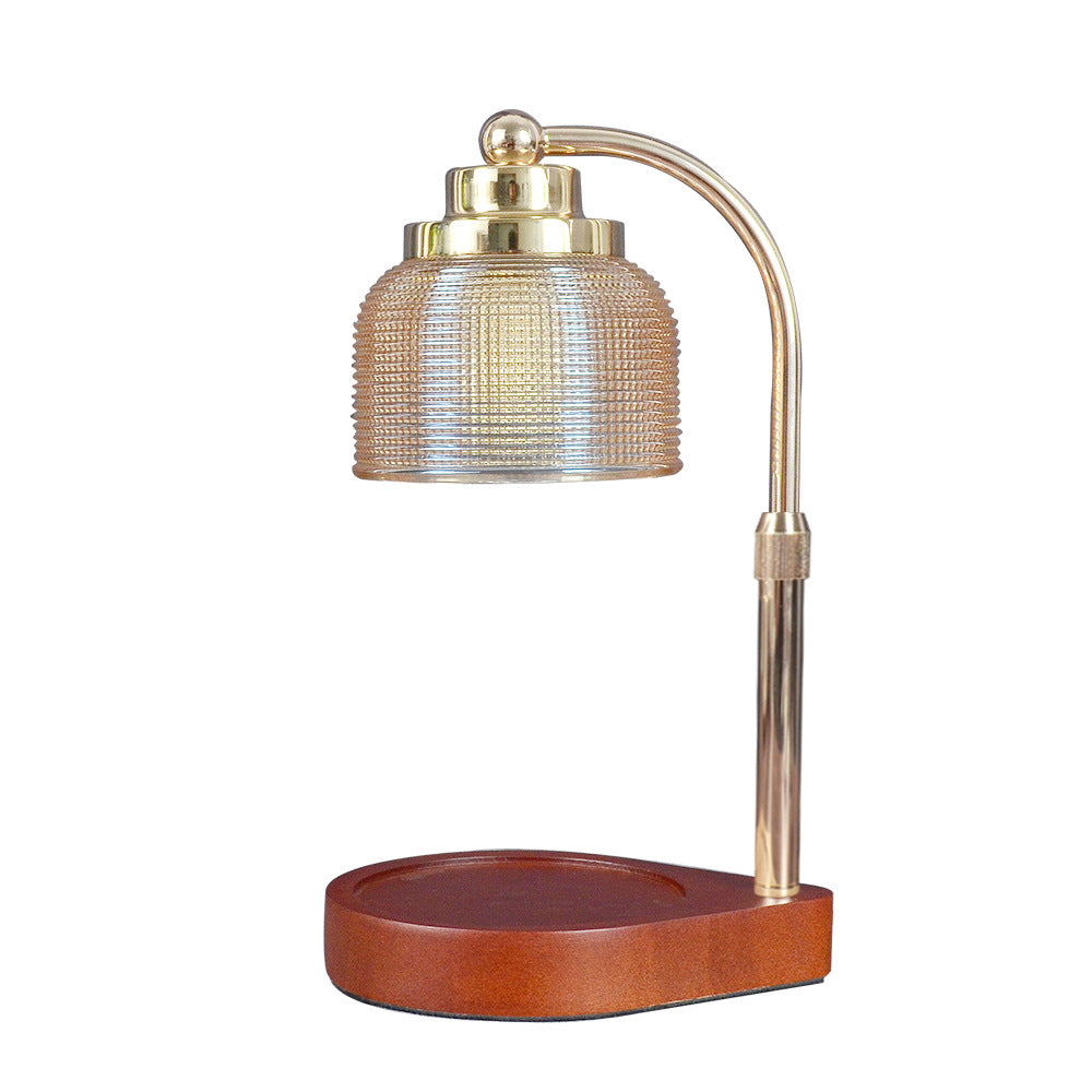 Traditional Vintage Iron Wood Glass Cylinder Liftable 1-Light Melting Wax Table Lamp For Bedroom