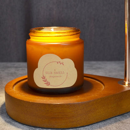 Traditional Vintage Iron Wood Glass Cylinder Liftable 1-Light Melting Wax Table Lamp For Bedroom