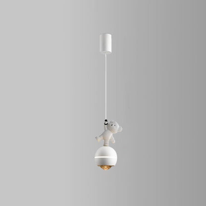 Contemporary Nordic Aluminum Liftable Kids Panda Bear Ball LED Pendant Light For Bedside