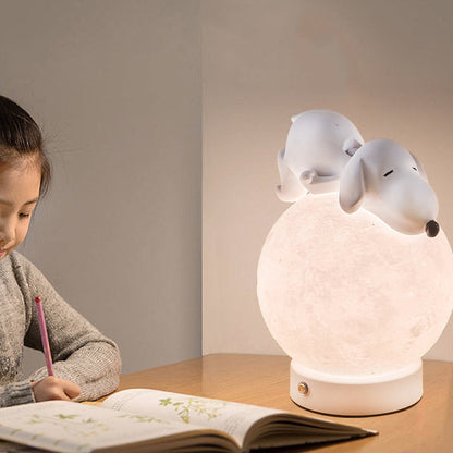 Contemporary Creative Rechargeable Iron Resin PLA Ball Moon Planet Bear Panda Rabbit LED Table Lamp Night Light For Bedside