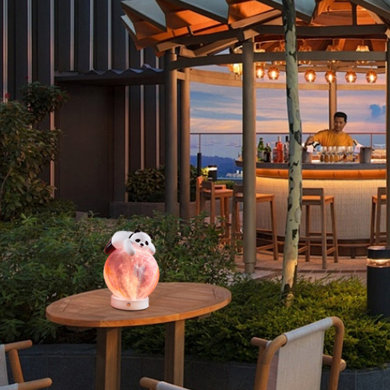 Contemporary Creative Rechargeable Iron Resin PLA Ball Moon Planet Bear Panda Rabbit LED Table Lamp Night Light For Bedside